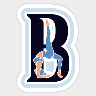 Sports yoga women in letter B Sticker design vector illustration. Alphabet letter icon concept. Sports young women doing yoga exercises with letter B sticker design logo icons. Sticker